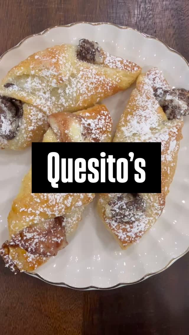 Quesito’s Recipe:
• 1 puff pastry sheet
• 1 egg
• 1 tablespoon water
• 1/2 teaspoon sugar
• 1 block cream cheese
• 1/4 cup sugar
• 1 teaspoon vanilla
• Jam (red raspberry, guava paste, Nutella, mixed berry or lemon curd)
• Light Karo syrup
• Powdered sugar, for dusting

Preheat oven to 350 degrees.
• Take your puff pastry out of the freezer for 10 minutes to thaw.
• Beat 1 egg with 1 tablespoon water and 1/2 teaspoon sugar.
• Beat 1 block of cream cheese with 1/4 cup sugar and 1 teaspoon vanilla. Option: use whipped cream cheese for less sugar.
• Cut puff pastry into thirds and then thirds again.  You will have 9 squares.  On a lightly floured surface, or parchment paper, roll out each square to create a larger square. The thinner the pastry the less it will puff up so don’t roll out too thin.  Poke squares with a fork.  Turn the square towards you to form a diamond pattern.
• Brush the edges of the diamond square with egg wash.
• Add a scoop of cream cheese mixture into the center of each square. Then add a scoop of jam on top of the cream cheese.  The amount is totally your preference, but I’d say about 1/2 tablespoon of each is plenty.
• Fold the bottom diamond corner into the center and then fold the opposite corner (the top point) to the center overlapping a little to seal them together.  Repeat with all squares.
• Place the quesitos on a parchment lined baking pan.
• Brush all pastries with the egg wash and sprinkle with additional sugar before baking.
• Bake for 10-15 minutes or until puffed up and golden.
• Remove from oven and drizzle with light Karo syrup and sprinkle with powdered sugar. Serve!
. This recipe yields 9 or 18 quesitos depending on if you use 1 or 2 pastry puff sheets.
#thebluebonnetkitchen #recipeshare #puertorico🇵🇷 #breakfast #quesitos #puffpastry